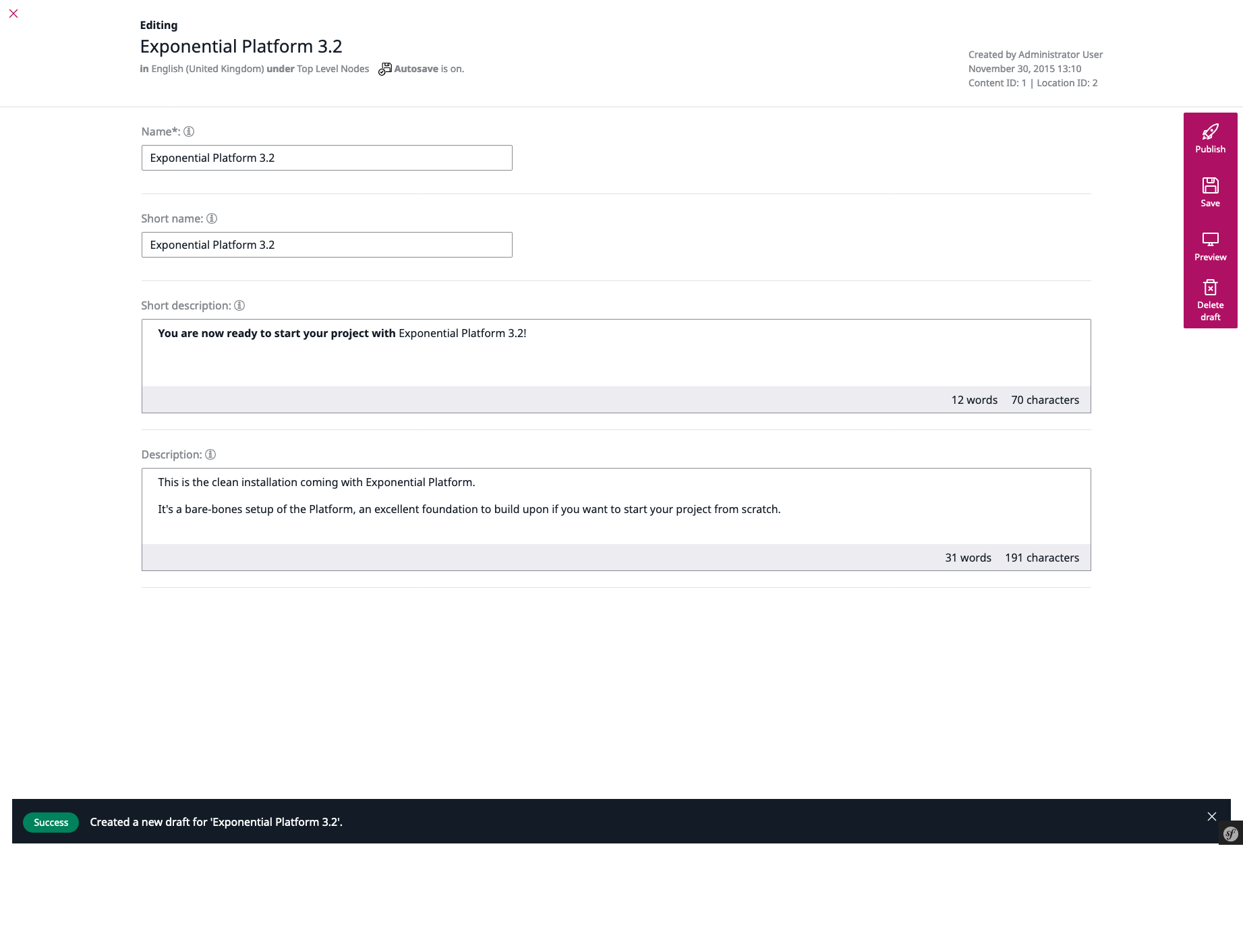 Exponential Platform 3.2 : Admin Edit Folder Screenshot