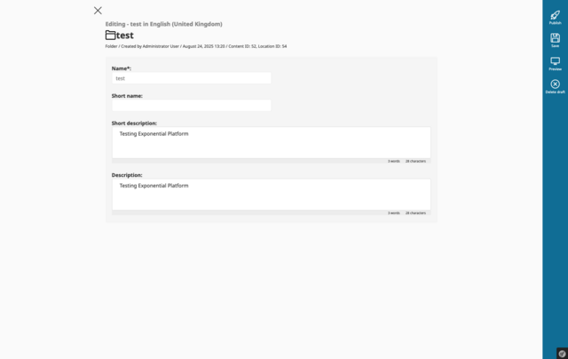 Exponential Platform Legacy Admin Content Edit Screenshot