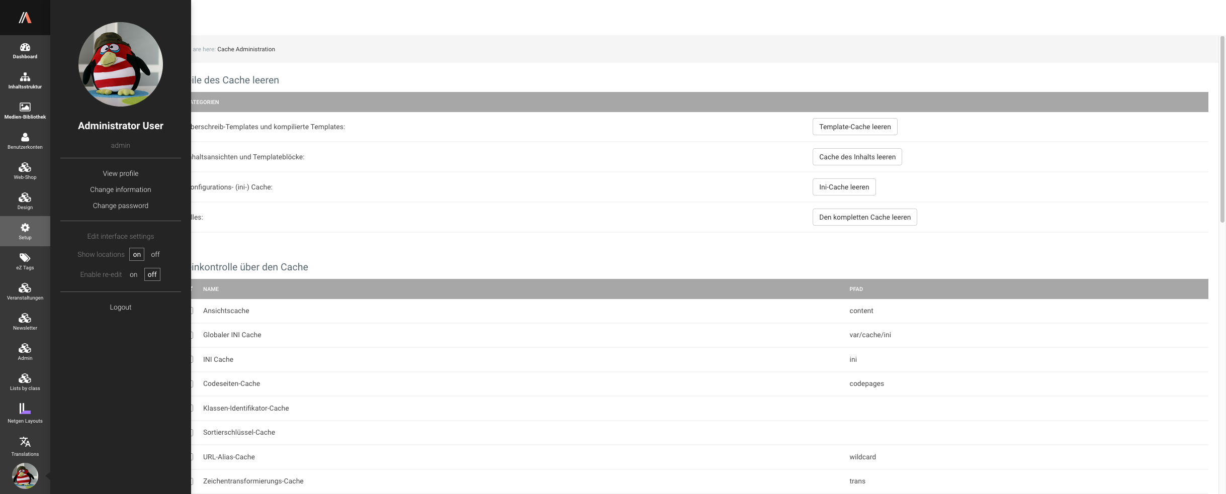 Exponential Platform Nexus 1.0.0.0.3 Admin 7x Netgen Admin UI Navigation Screenshot